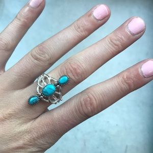 Teal Long BOHO ring
